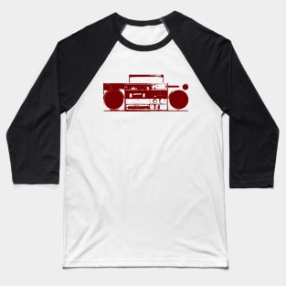 Red Vintage Boom Box Graphic Baseball T-Shirt